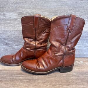 Vintage J Chisholm Western Cowboy Boots Men’s 7B Brown Rancher USA style 38969